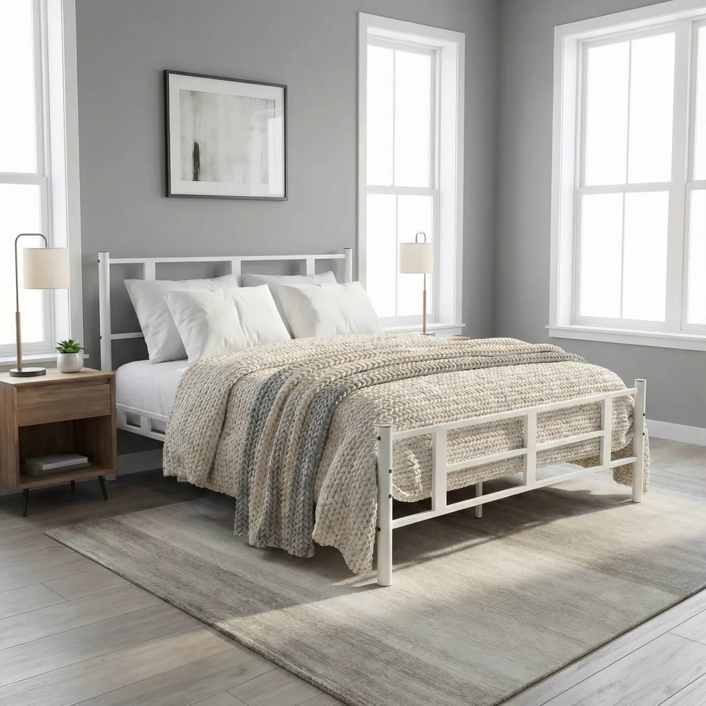 Karma Double Metal Bedstead 140x200 White