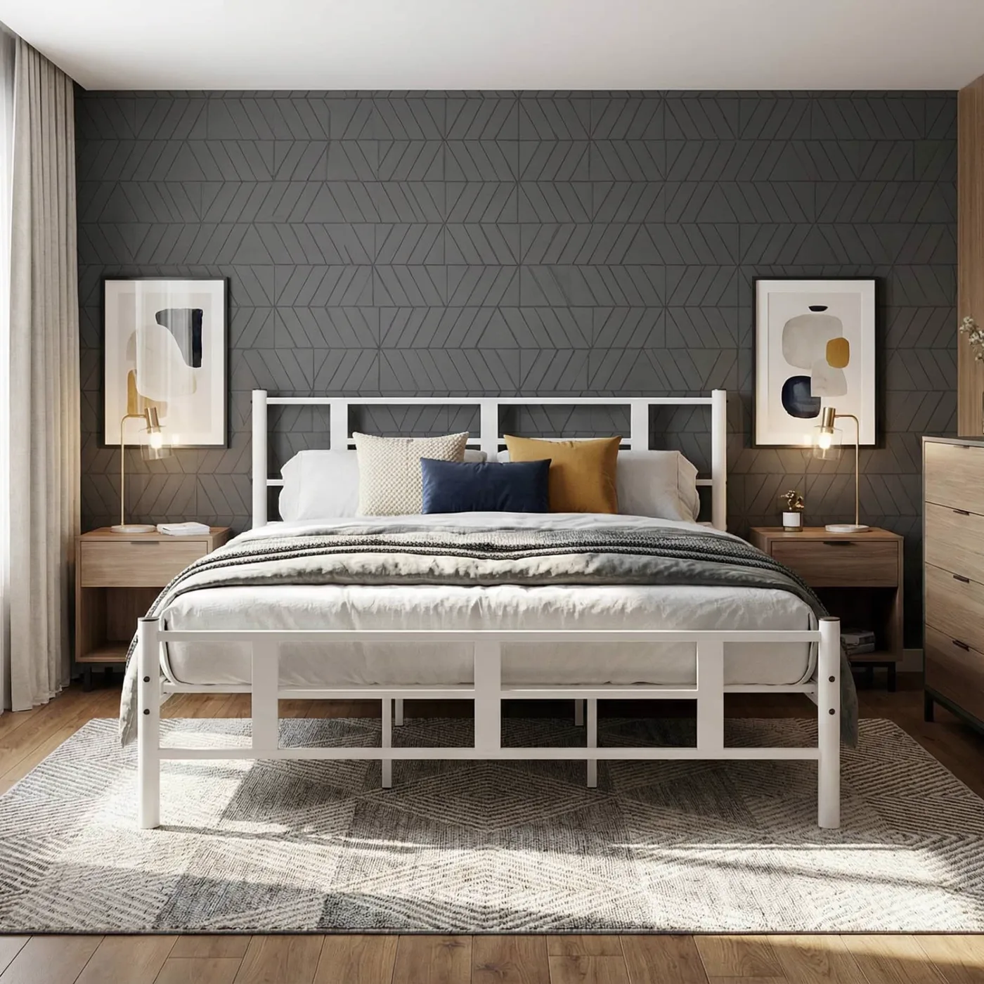 Karma Double Metal Bedstead 140x200 White