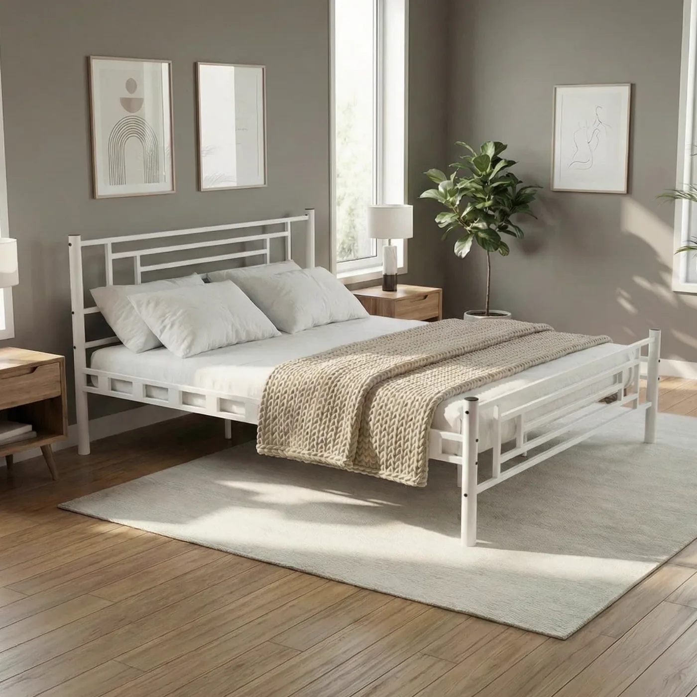 Agora Double Metal Bedstead 140x190 White