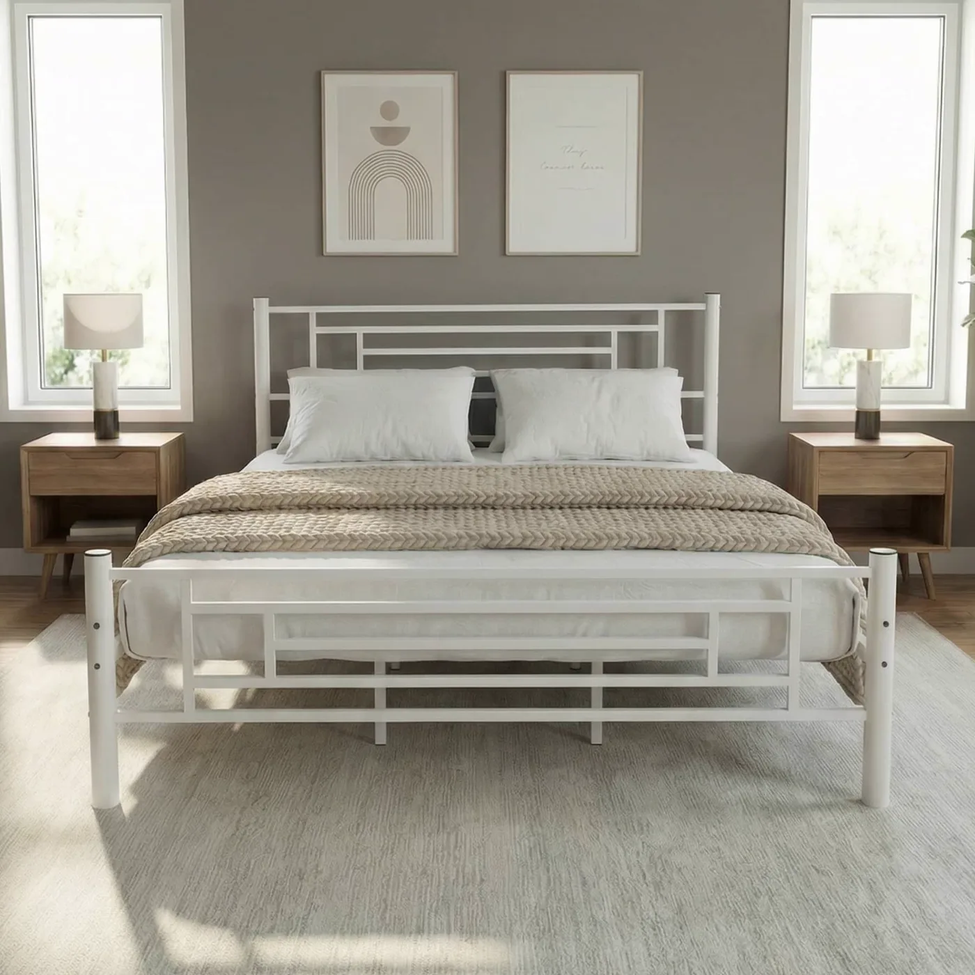 Agora Double Metal Bedstead 140x190 White
