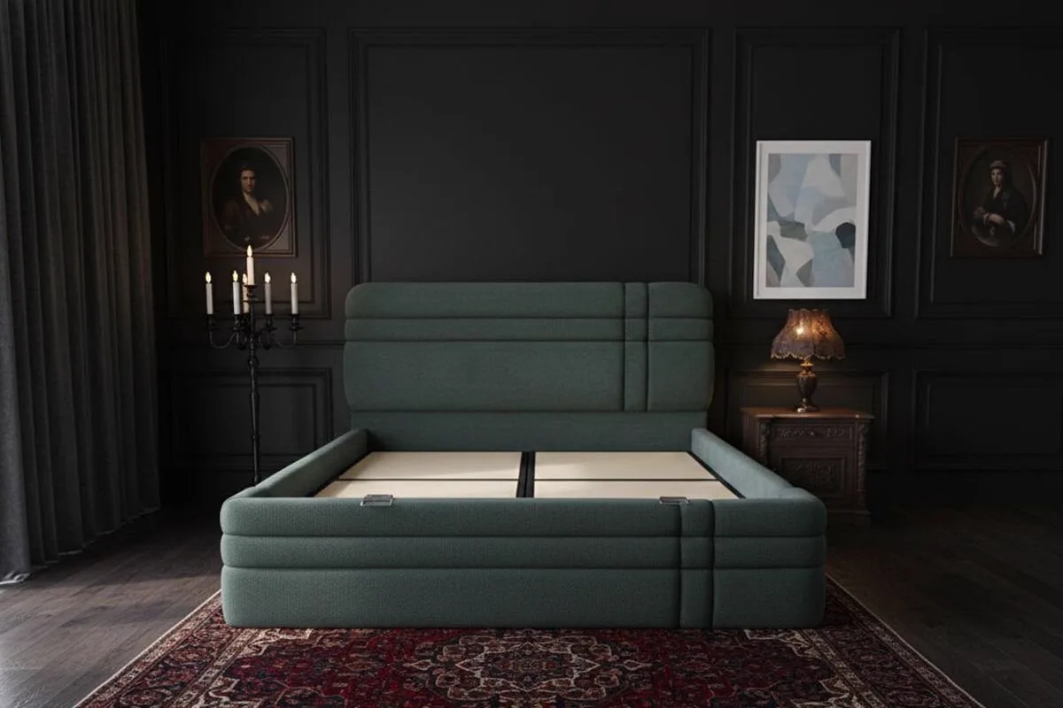 Royal Green 180 x 200 Double Divan Base, Headboard Set PV1321