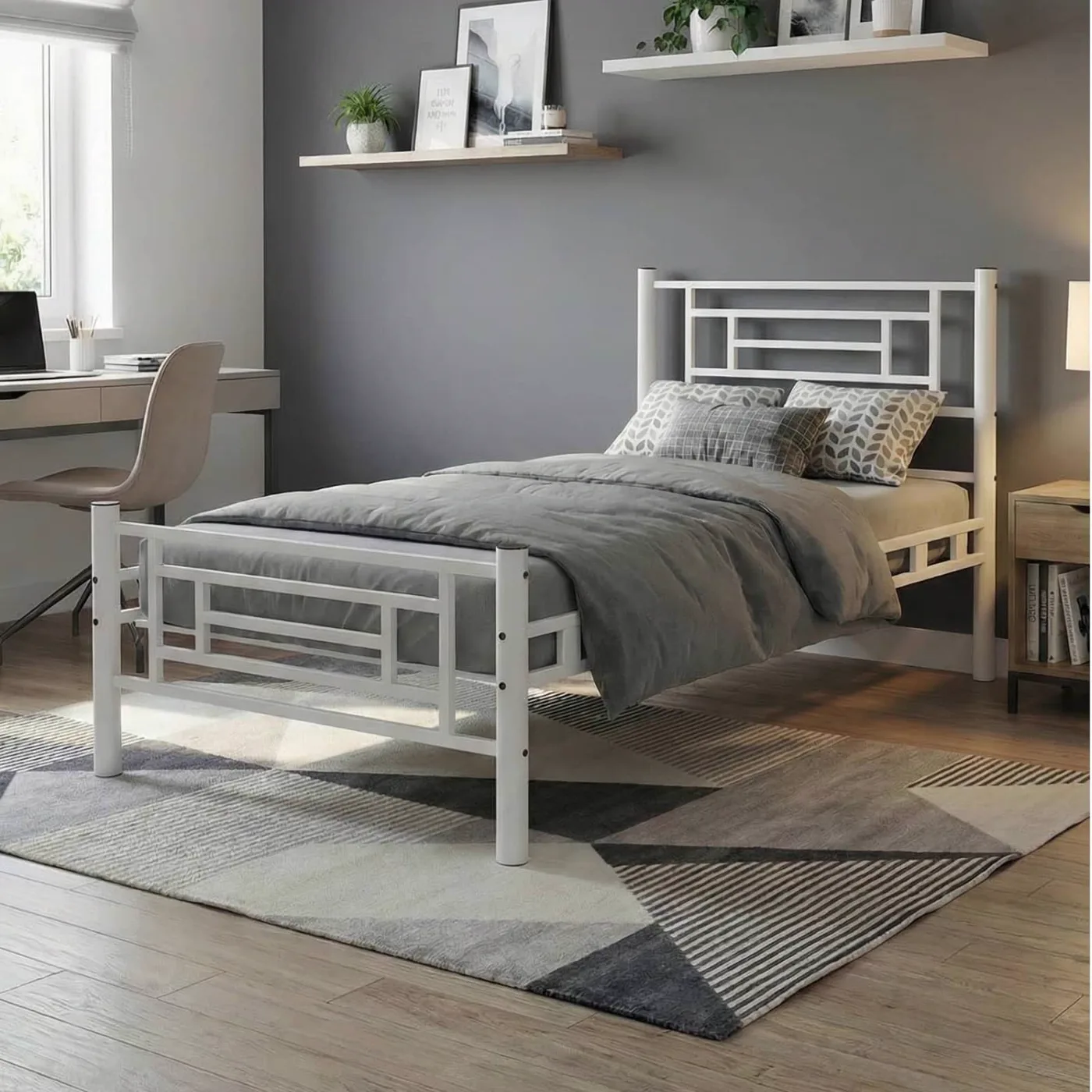 Agora Single Metal Bedstead 90x190 White