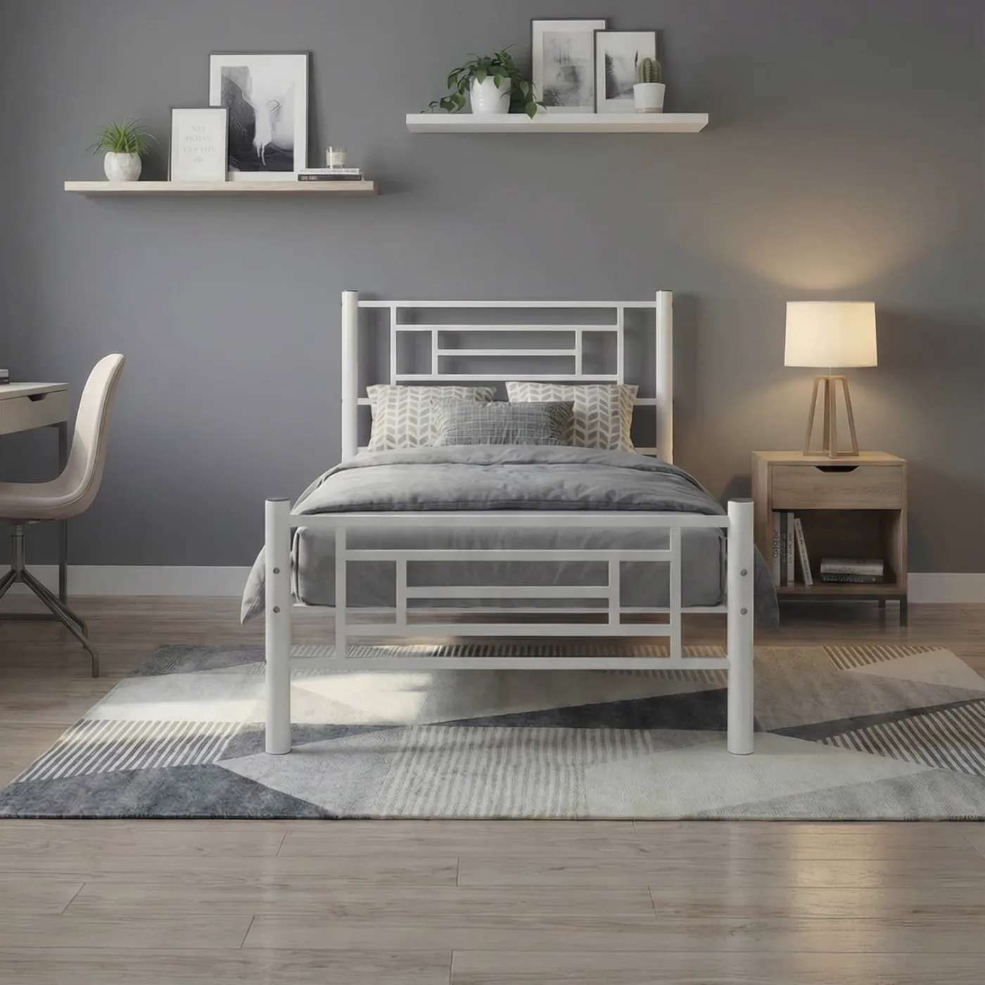 Agora Single Metal Bedstead 90x190 White