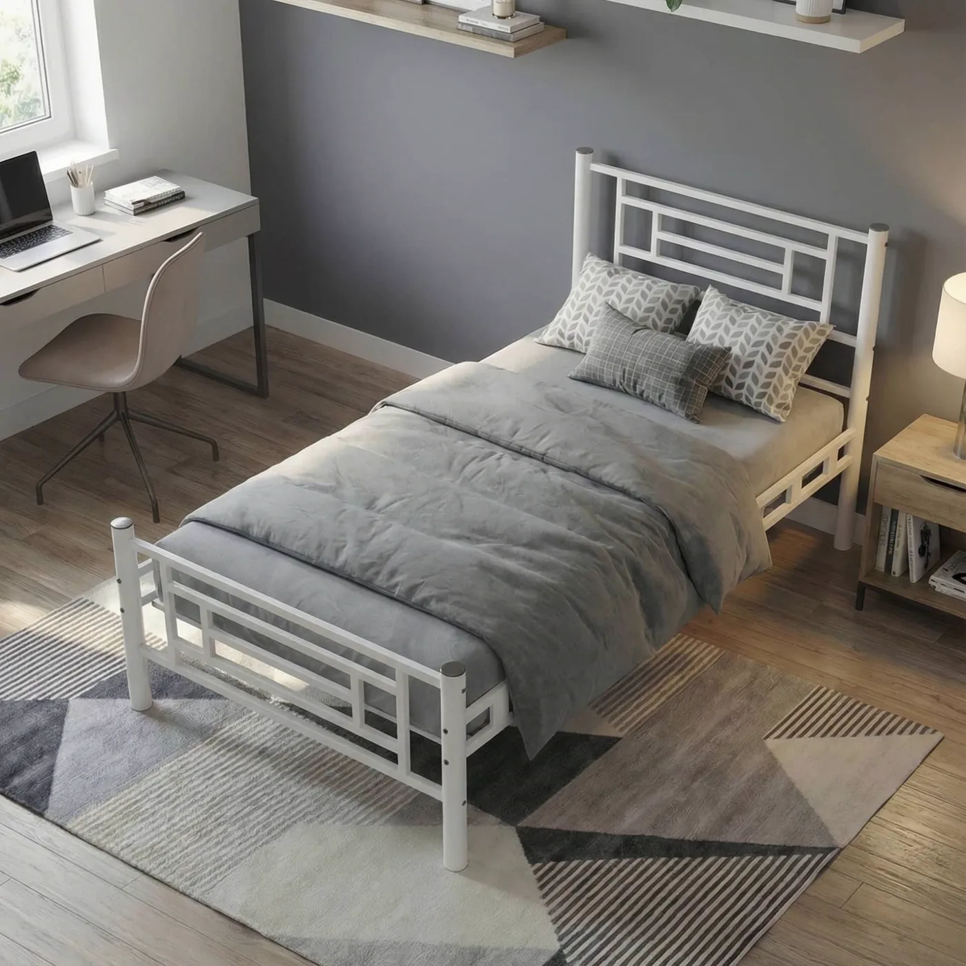 Agora Single Metal Bedstead 90x190 White
