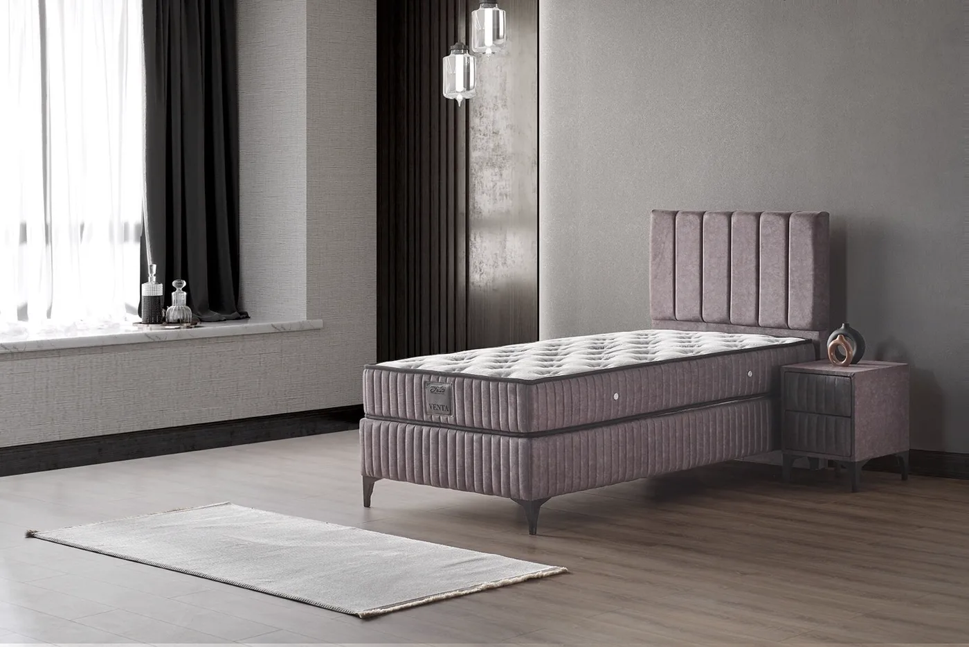 Venta 90x190 Single Divan Base and Headboard Set
