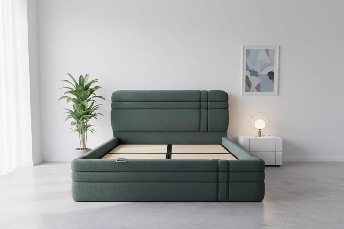 Royal Yeşil 150 x 200 Çift Kişilik Yatak, Baza, Başlık Seti PV1421