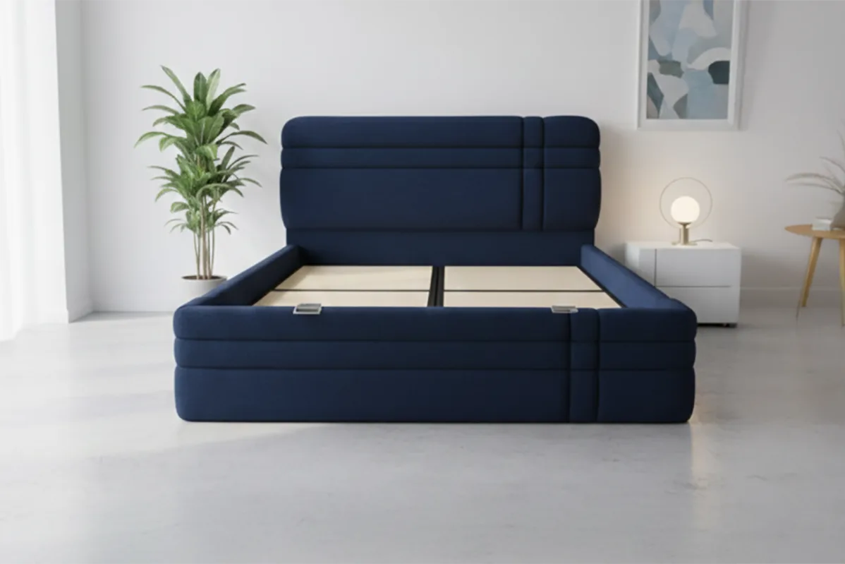 Royal Navy Blue 180 x 200 Double Mattress, Divan Base, and Headboard Set PV1420
