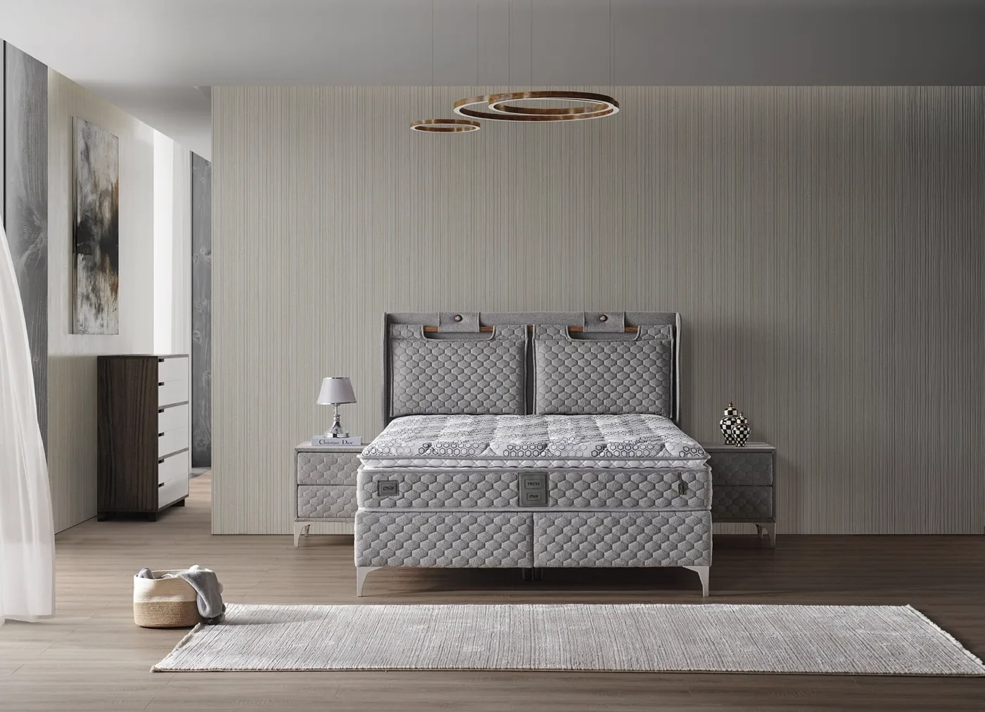 Truva 140x190 Double Mattress, Divan Base, Headboard Set