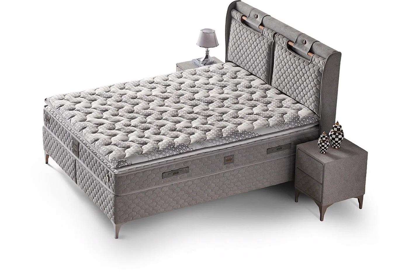 Truva 140x190 Double Mattress, Divan Base, Headboard Set