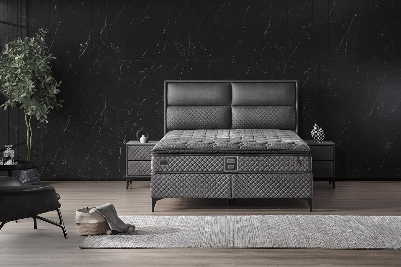 Royal 140x190 tweepersoons matras, boxspring, hoofdbord set