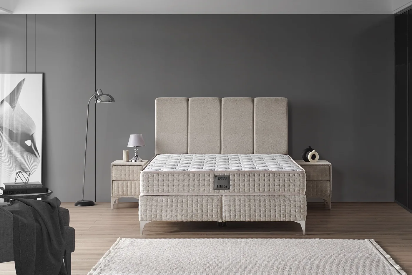 Hera 100x200 Single Mattress, Divan Base, Headboard Set