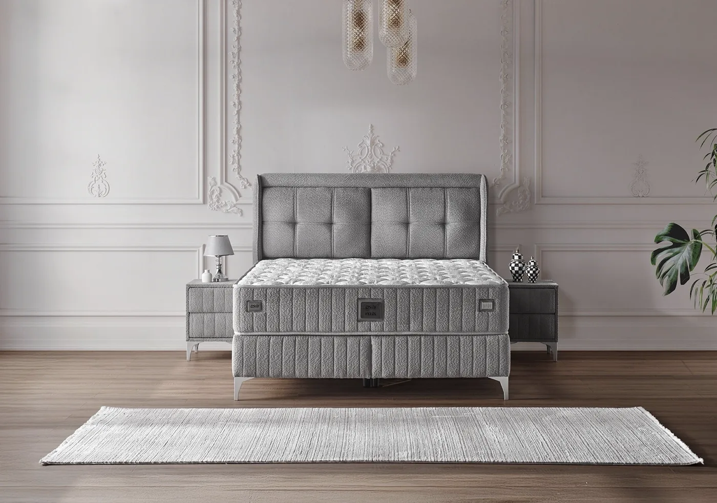 Felix 160x200 Double Mattress, Divan Base and Headboard Set