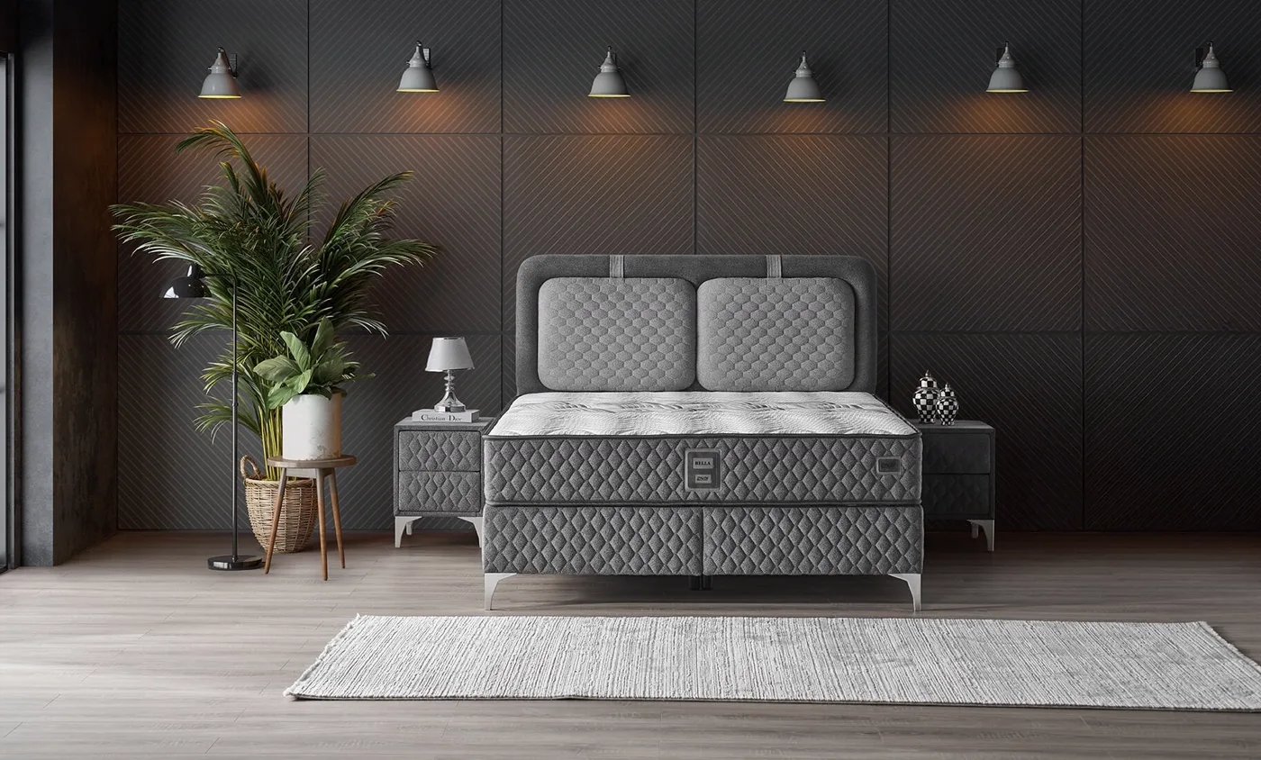 Set materasso matrimoniale Bella 140x190, base letto, testiera