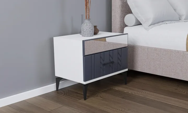 Konak White-Anthracite Bedside Table TN0168