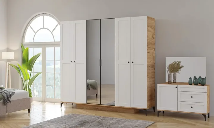 Vintage Walnut-White Wardrobe TN0145