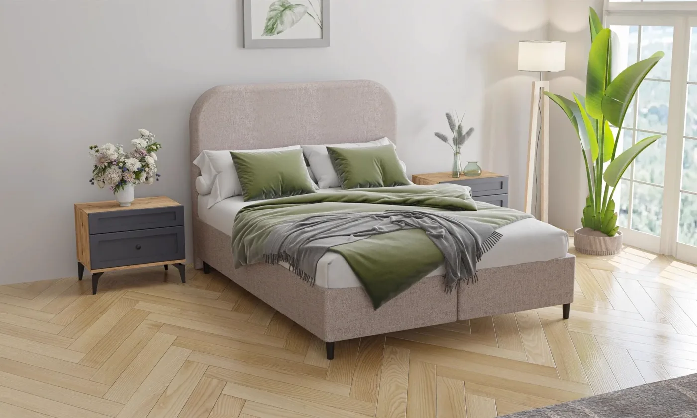 Vintage Walnut-Anthracite Divan Base Headboard TN0149
