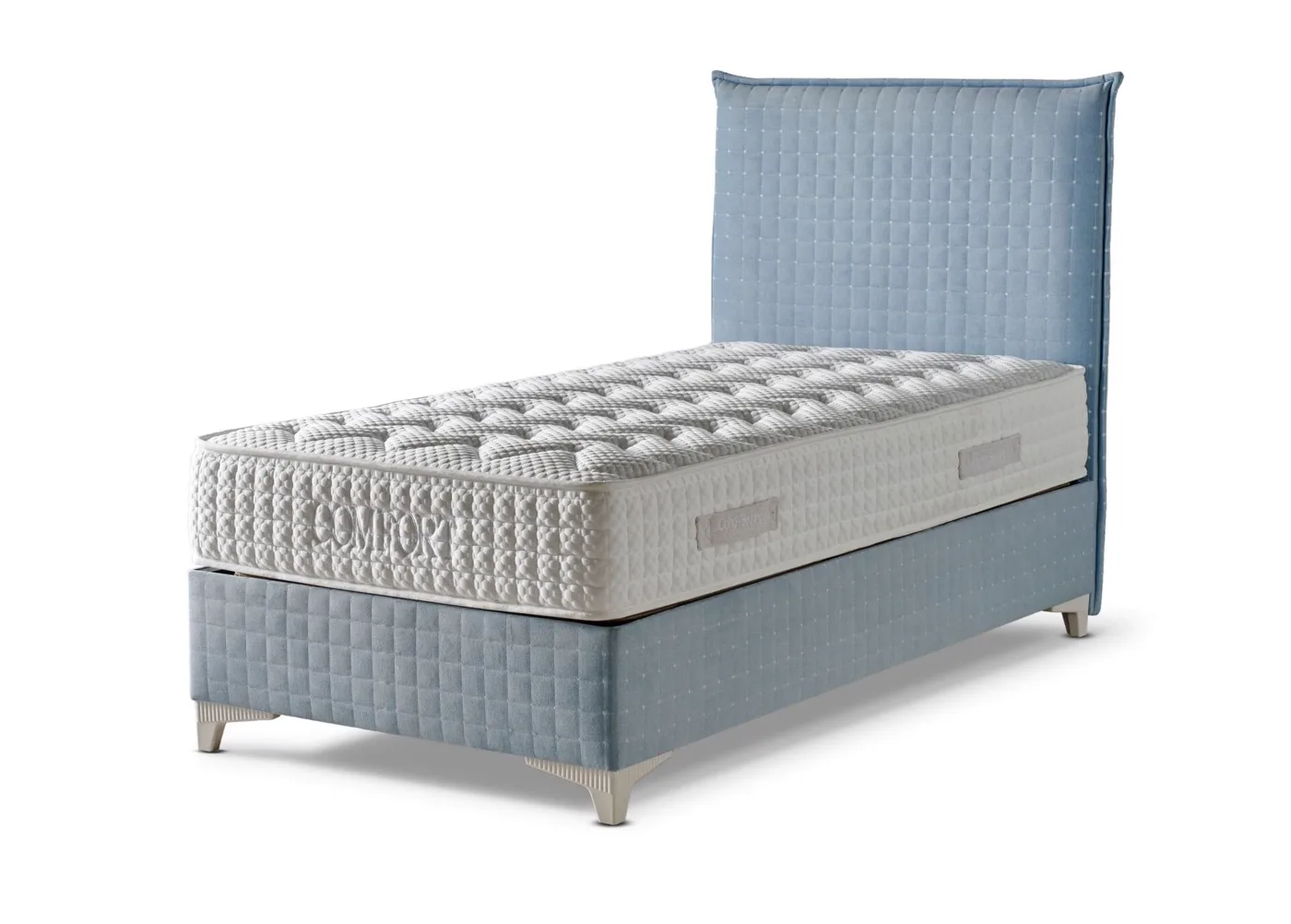 Comfort Blue 100x200 Single Divan Base, Headboard Set CB3415