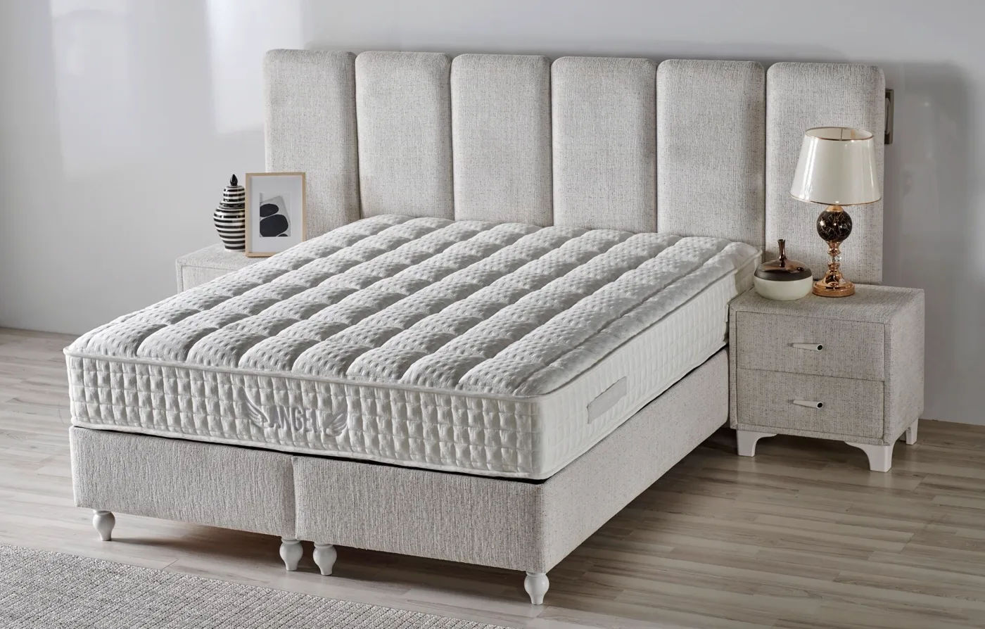 Angel Modern 140 x 190 Double Mattress, Divan Base, Headboard Set CB3309