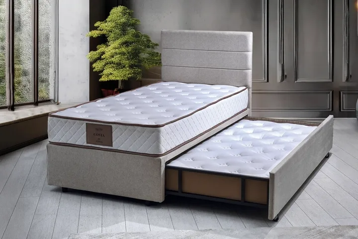 Pepe 100x200 Single Guest Bed Divan Base & Headboard Set PV1416