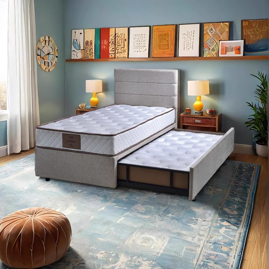 Pepe 120x200 Single Guest Bed Divan Base & Headboard Set PV1416