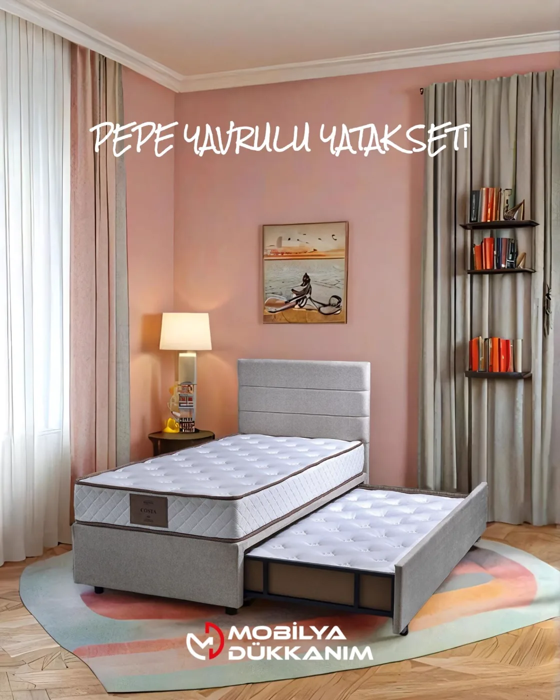 Pepe 120x200 Single Guest Bed Divan Base & Headboard Set PV1416