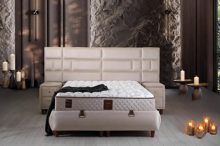 Latex 180x200 Double Mattress, Divan Base & Headboard Set PV1415