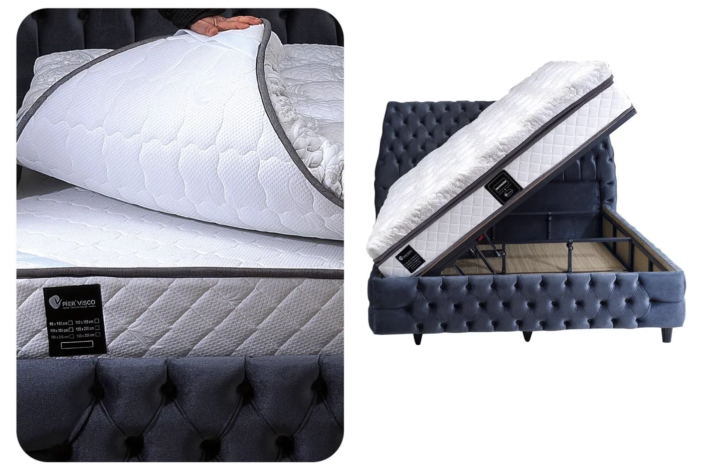 Diamond 140x200 Double Mattress, Divan Base & Headboard Set PV1411