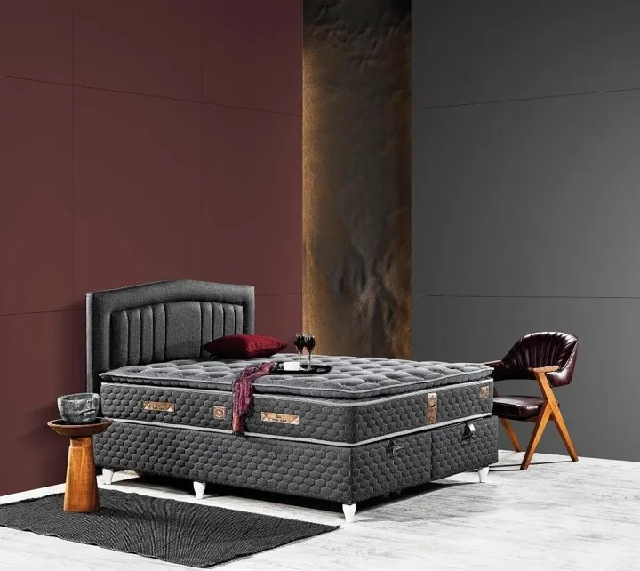 Kayra 150X200 Double Mattress, Divan base, Headboard Set EY2010
