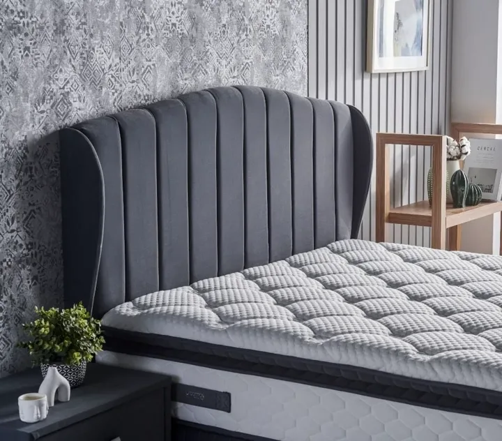 Cotton Plus Anthracite 100 cm Single Divan Base Headboard CB2302