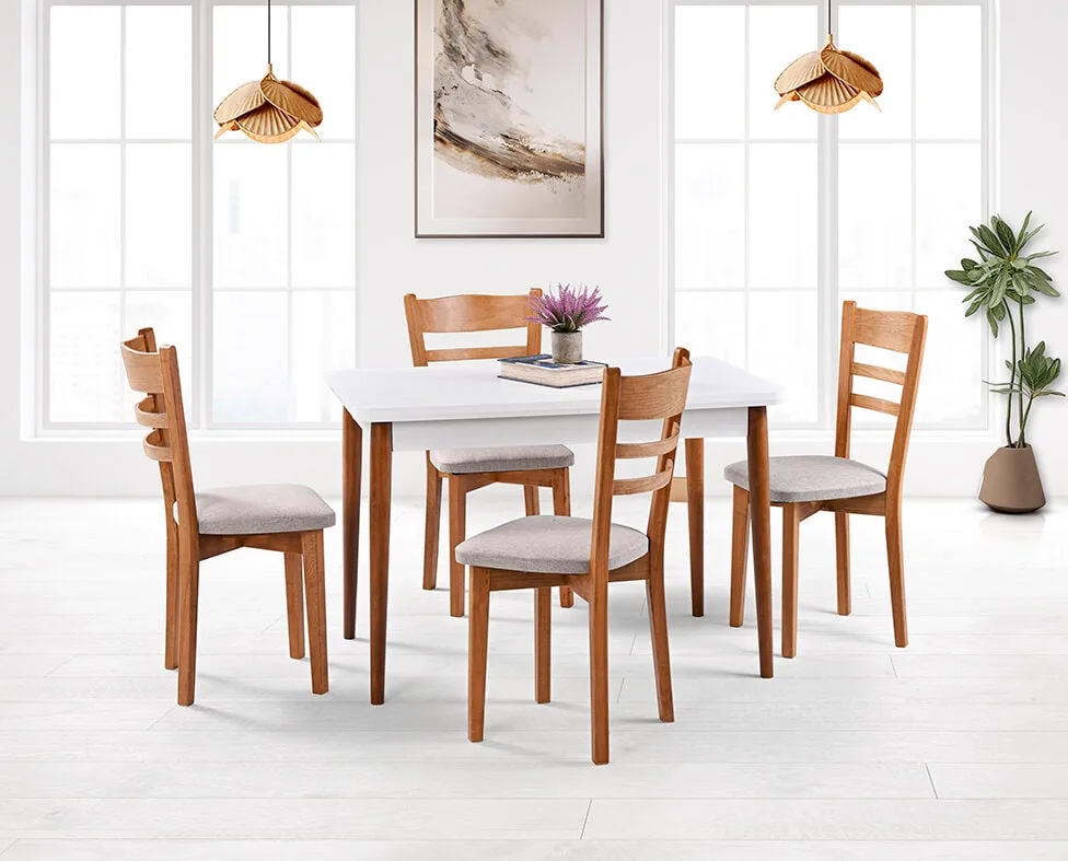 Zen White Table & Tepeli Chair Set HDR1265