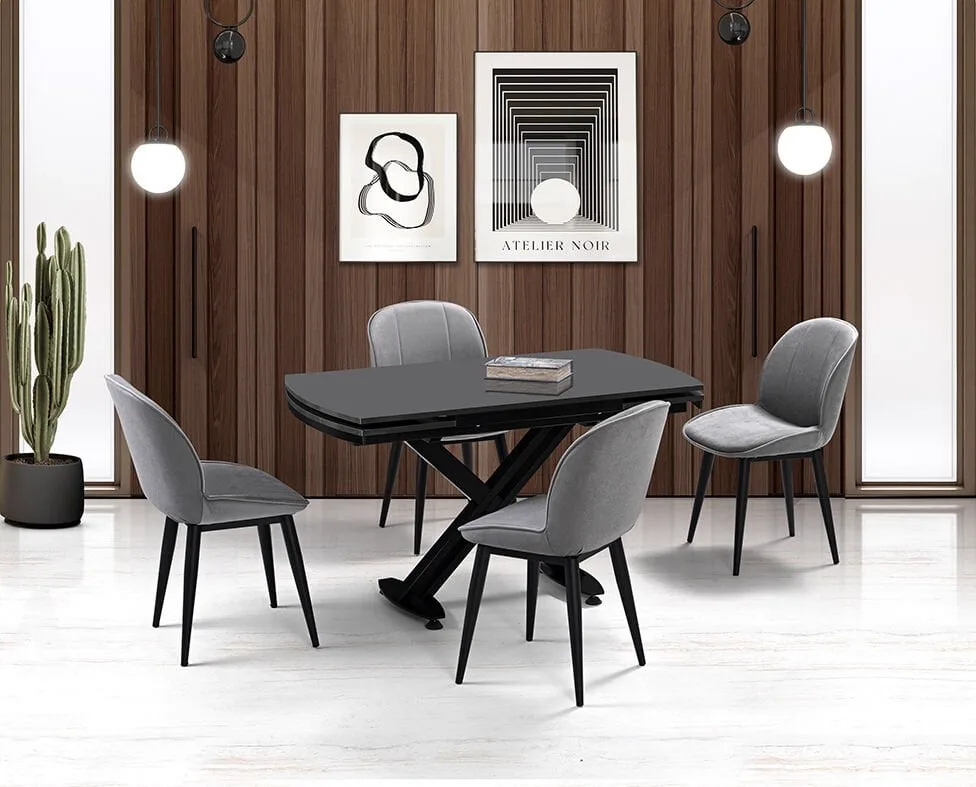 Galata Anthracite Table & Milas Chair Set HDR1252