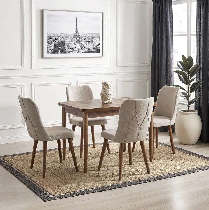 Mix Walnut Table & Aria Chair Set HDR1259