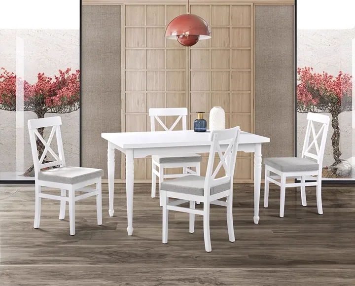 Rustic White Table & Rustic Chair Set HDR1241