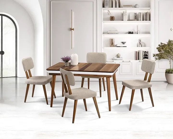Hera Walnut Table & Derin Chair Set HDR1225