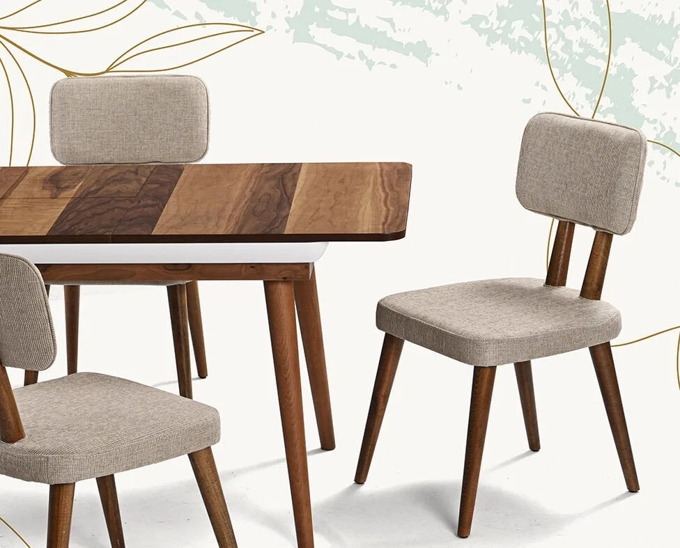 Hera Walnut Table & Derin Chair Set HDR1225