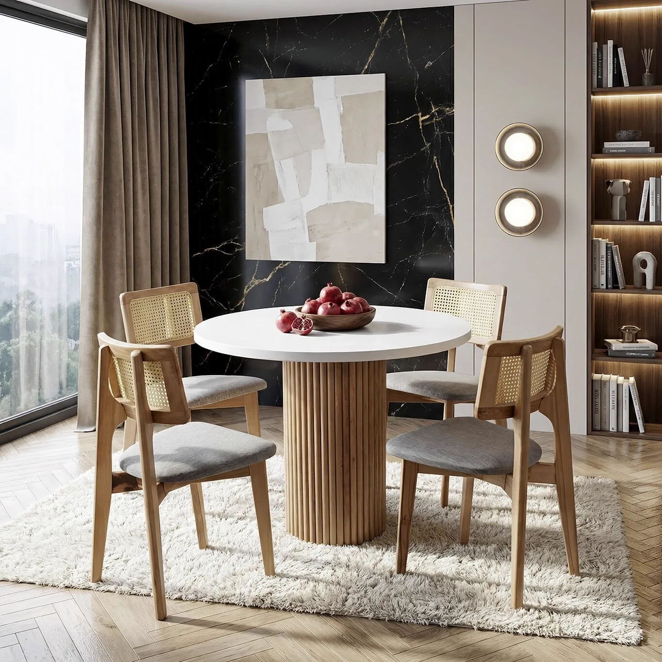 Polo Yuvarlak Masa & Yonca Hasırlı Sandalye Takımı HDR1210