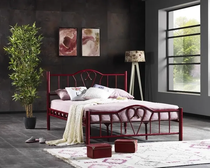 Orkide Metal Bedstead 180x200 ARM108 Burgundy