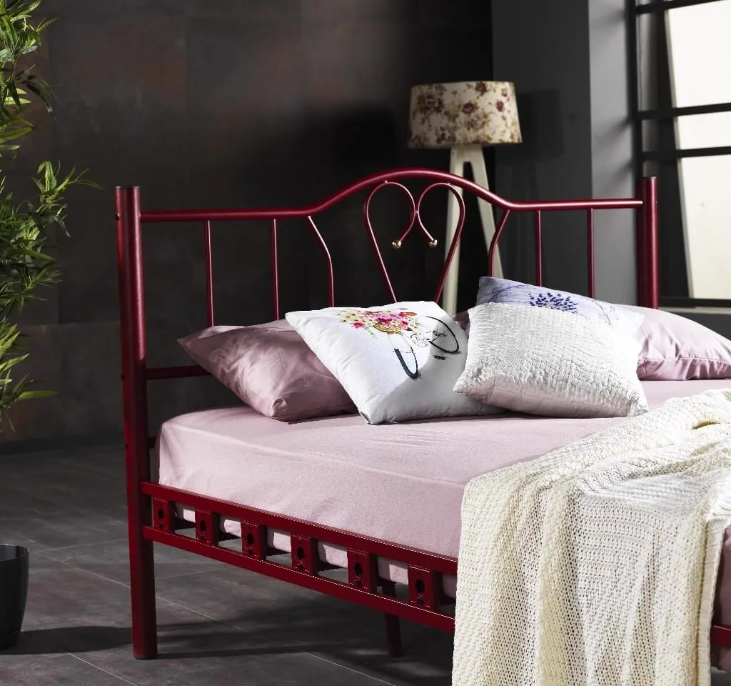 Orkide Metal Bedstead 180x200 ARM108 Burgundy