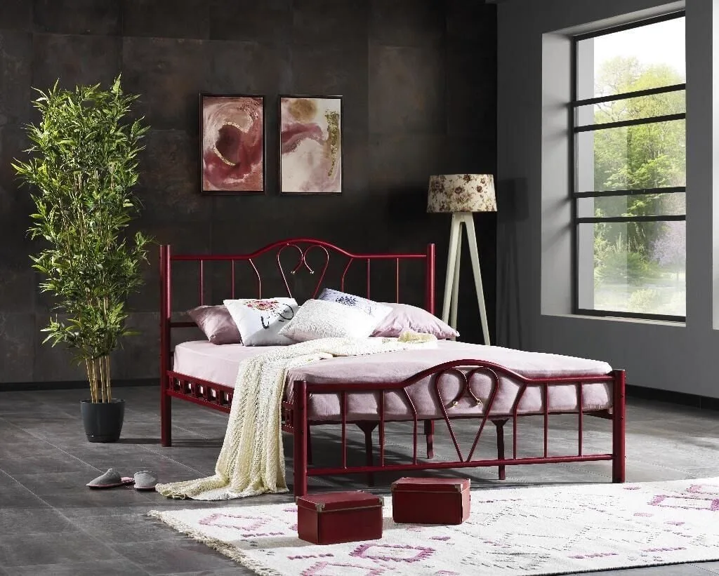 Orkide Metal Karyola 140x200 ARM105 Bordo