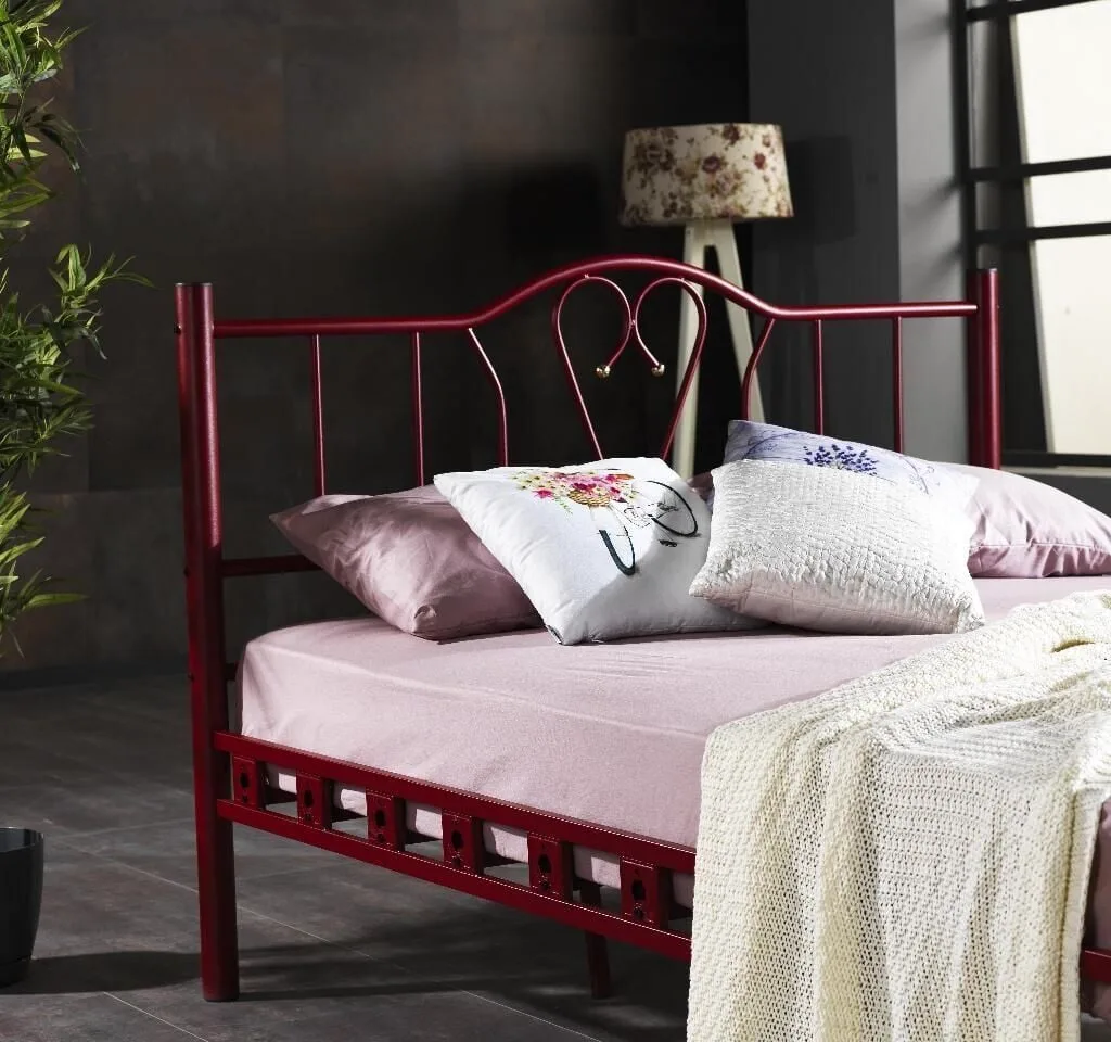 Orkide Metal Karyola 150x200 ARM106 Bordo