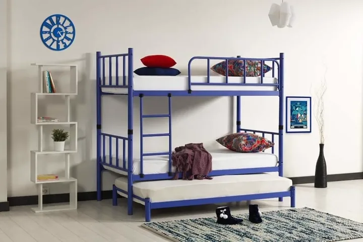 Zambak Bunk Bed with Trundle 90x200 ARM038 Blue