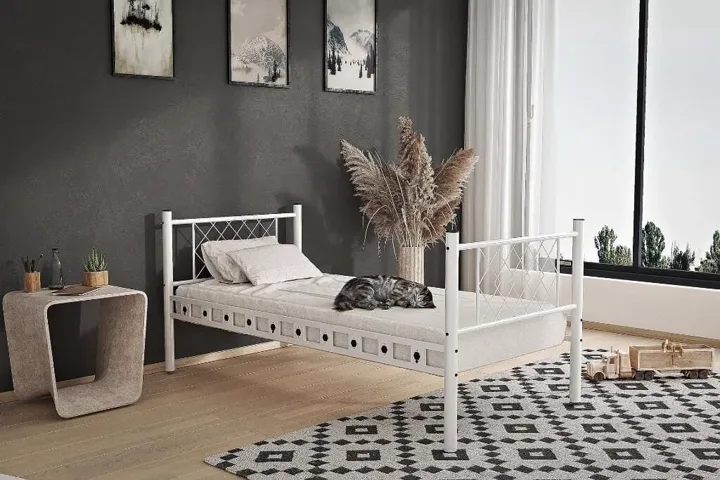 Struttura letto Metis in metallo 90x200 ARM165 bianco