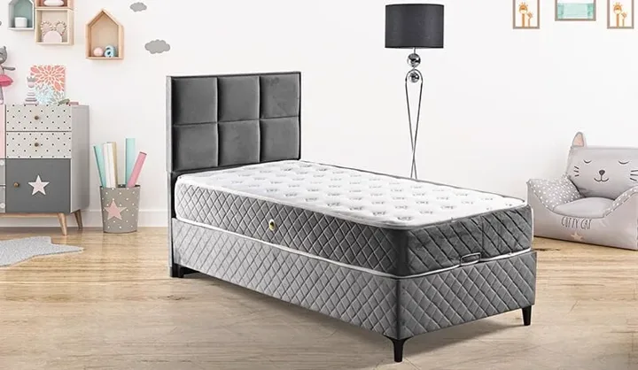 Solid Set 90 Anthracite Mattress Divan Base Headboard Set TN1523