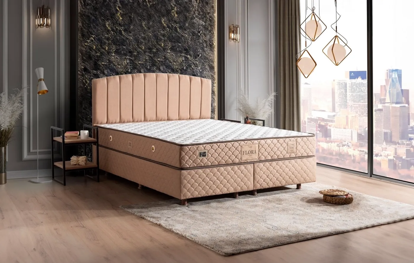 Flora 90x190 Tek Kişilik Yatak, Baza, Başlık Seti MBL1015