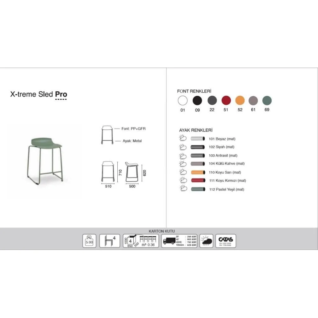 X-treme Sled Pro Dark Yellow - Anthracite Bar Stool PPT1656