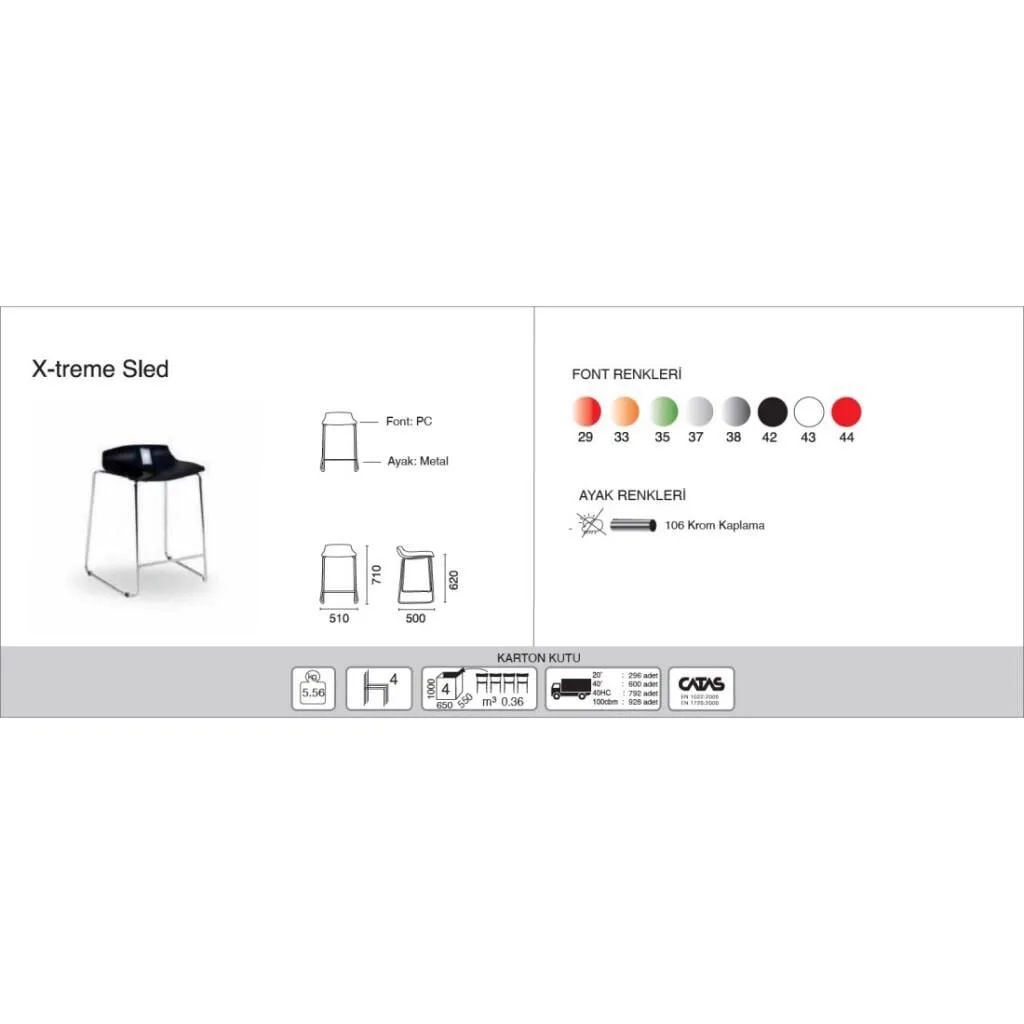 X-treme Sled Clear Transparent - Chrome-Plated Bar Stool PPT1637