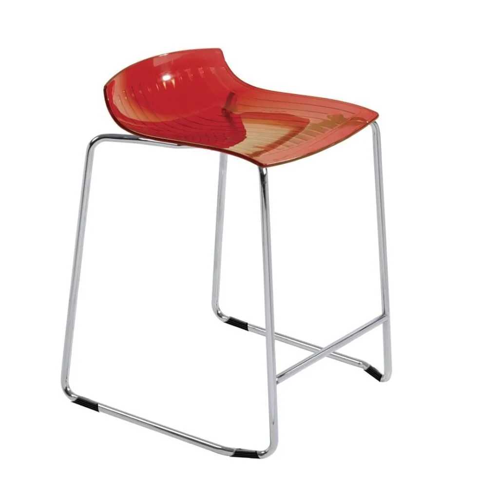 X-treme Sled Red Transparent - Chrome-Plated Bar Stool PPT1638