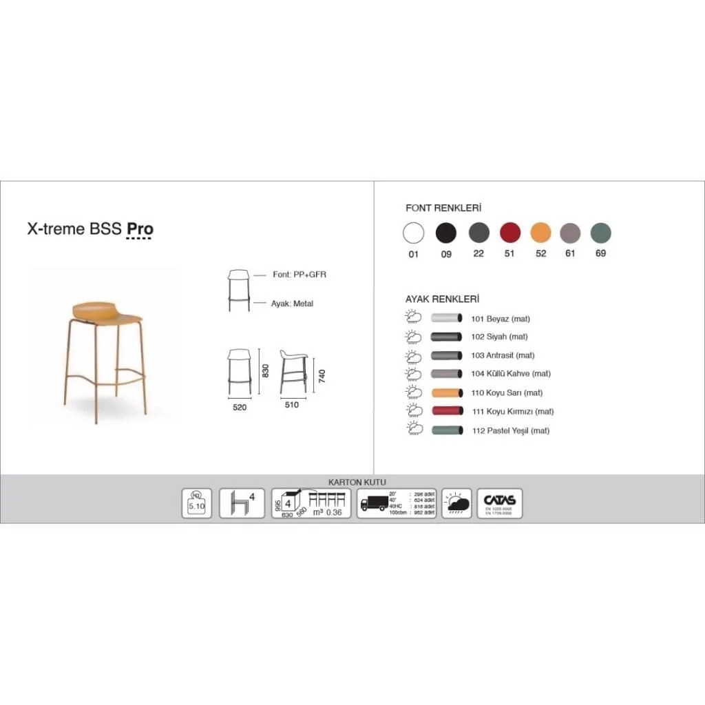 X-treme BSS Pro White - White Bar Stool PPT1619