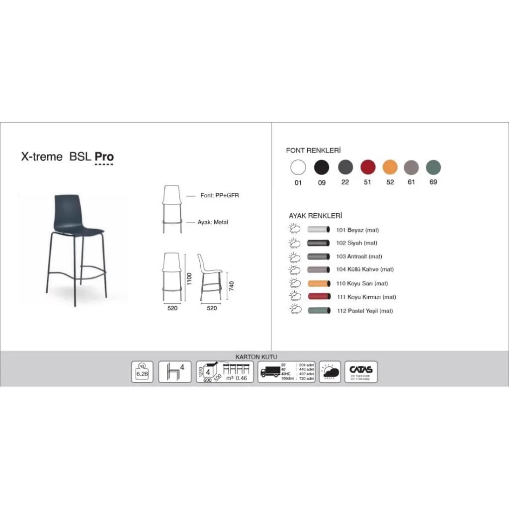 X-treme BSL Pro Black - White Bar Chair PPT1593
