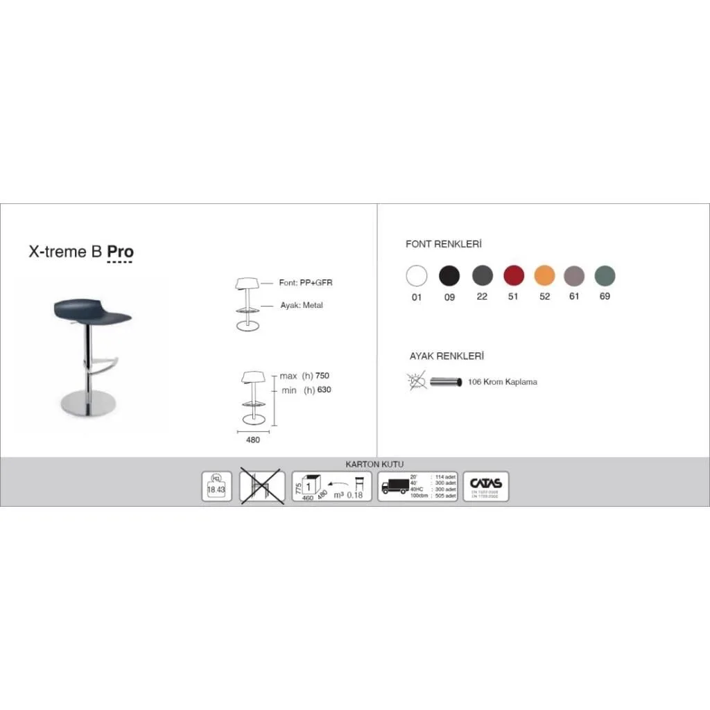 X-treme B Pro White - Chrome-Plated Bar Chair PPT1564